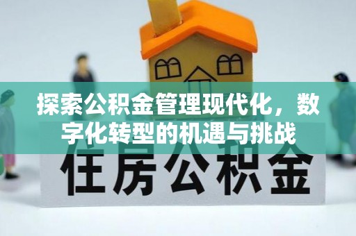 夏津探索公积金管理现代化，数字化转型的机遇与挑战